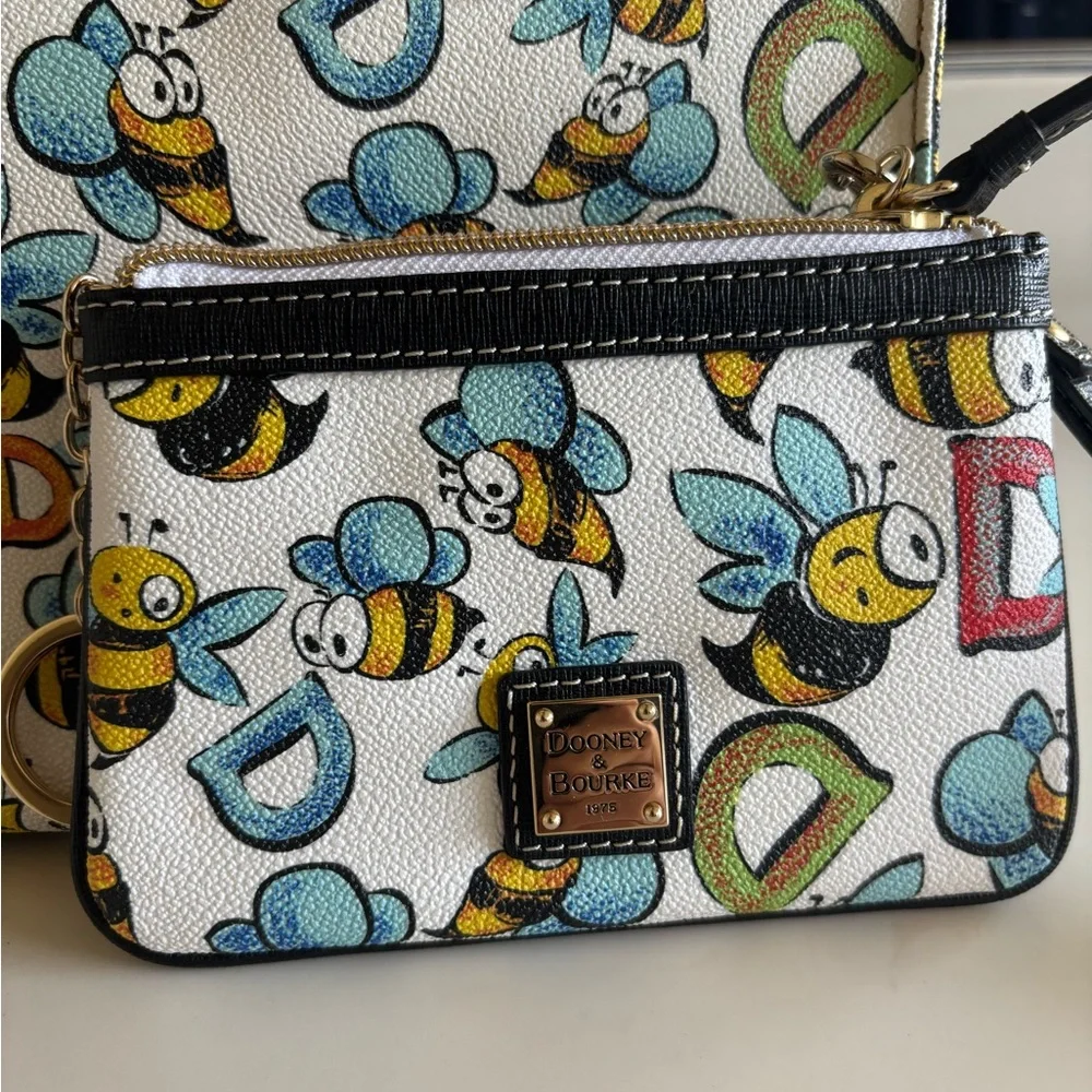 Dooney & Bourke White Bee Print Medium Tote W/Coin Purse - Picture 15 of 16